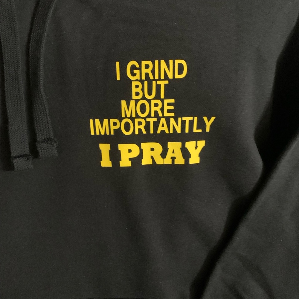 Black Hoodie with Yellow Text puff print hoodies